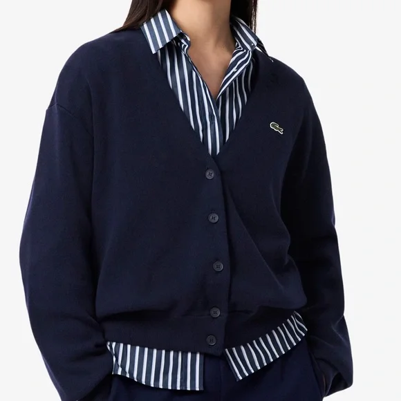 Lacoste Navy Wool Cardigan - Picture 10 of 11